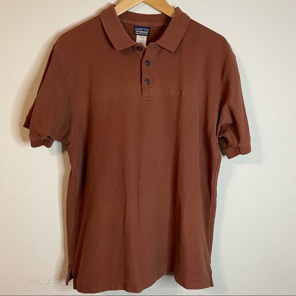 Patagonia Other - Patagonia Organic Cotton Rust Short Sleeve Mens Quarter Button Collar Shirt Med